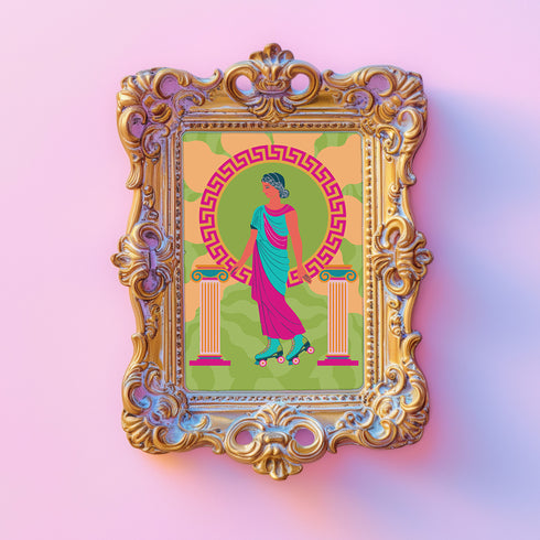 Roller Skating Grecian Goddess Art Print